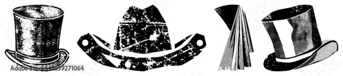 four vintage hats vector set