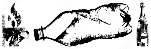 coffee cup plastic bottle champagne bottle vector