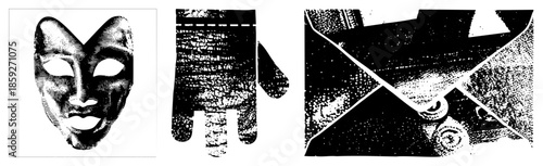 mask glove envelope halftone vector set