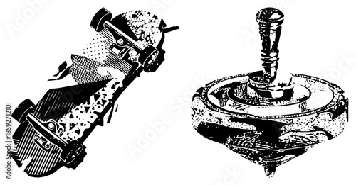 skateboard and top vector illustration