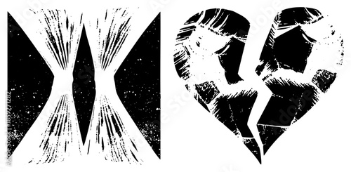 hourglass and broken heart vector