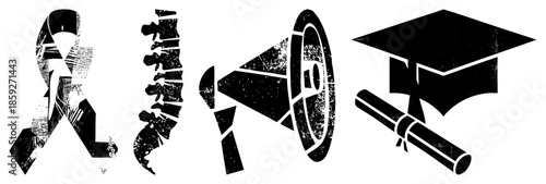 awareness ribbon spine megaphone graduation cap