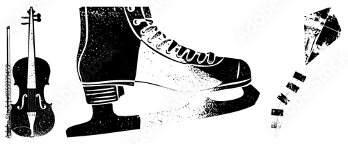 ice skate violin dart isolated