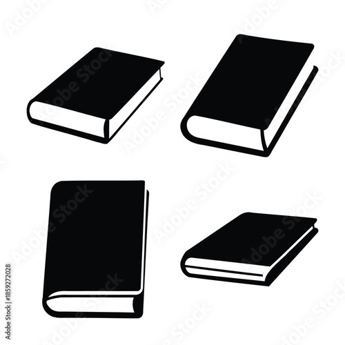Simple black book icons set for education, learning, knowledge Vector