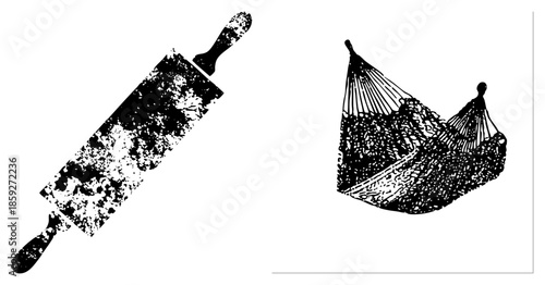 rolling pin and hammock vector illustration