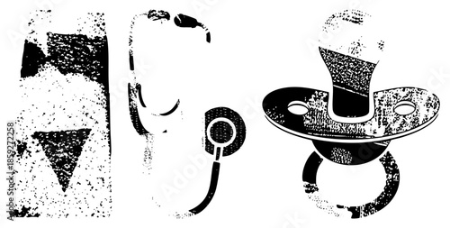 medical symbols stethoscope pacifier triangle