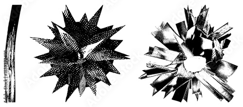 abstract geometric starburst with halftone shading