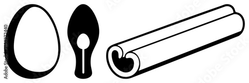 egg spoon cinnamon stick vector