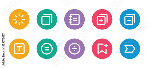 Rounded color outline icons set for User interface.