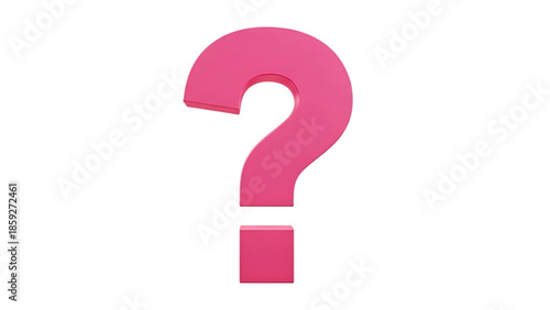 3D glossy pink question mark icon on white background