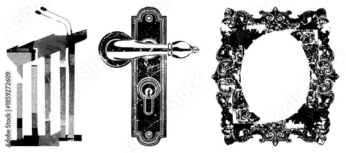 podium microphone door handle ornate frame