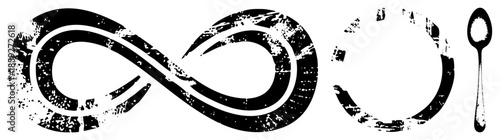 infinity symbol broken circle spoon black and white vector