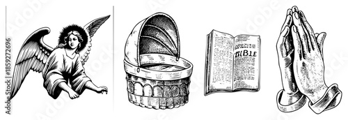 baby coffin bible hands prayer