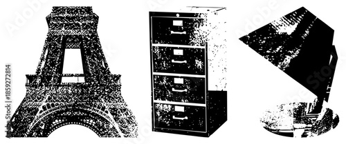 Tower file cabinet gramophone vector trio