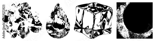 ice crystals water droplet ice cube hole