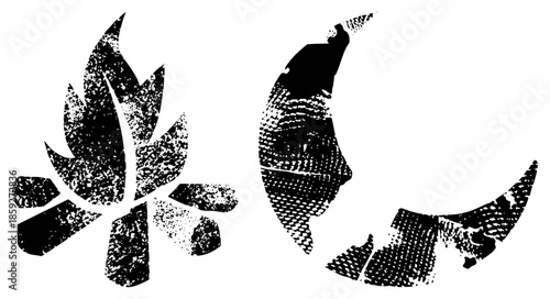 campfire and moon vector