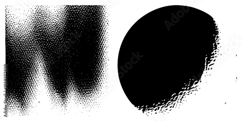 Abstract halftone gradients and ink blot circle