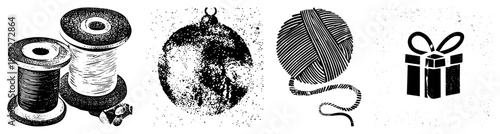 sewing thread spools ornament yarn ball gift box