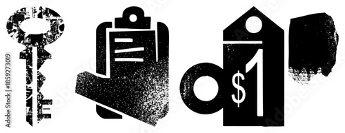 key clipboard price tag vector