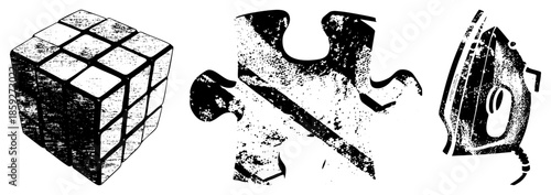 cube puzzle piece iron vector