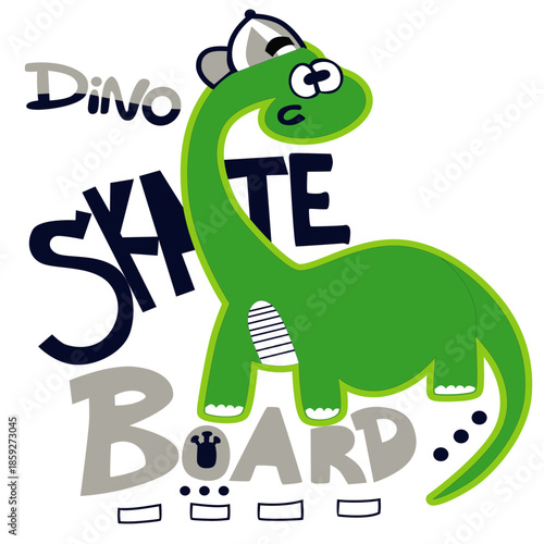 Dino skate board print vector art