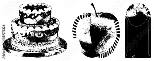 wedding cake gift bag vector set