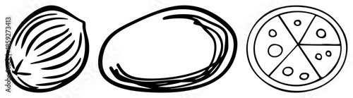 Three food items in black art