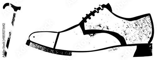 captoe shoe and cane vector illustration