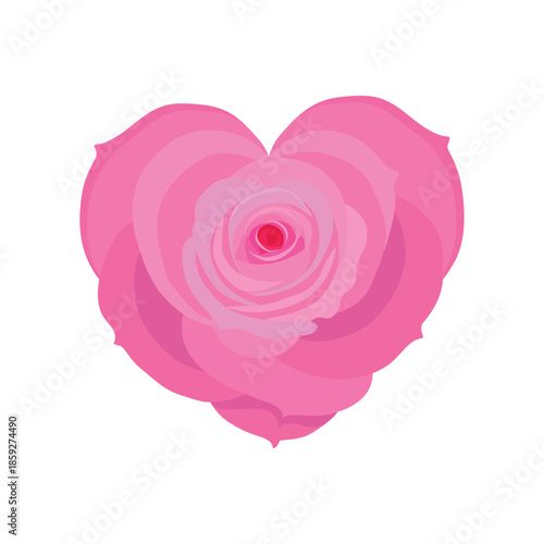 Rose heart. Vector illustration. Heart in pink color, heart icon for design. Flower with petals. Love, romance hearts. Vector icons. Heart love symbol. For gifts, Valentine's Day, birthday
