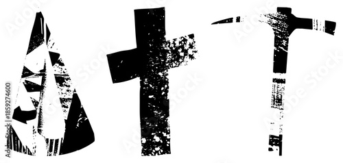 art typography letters a t t black and white distressed