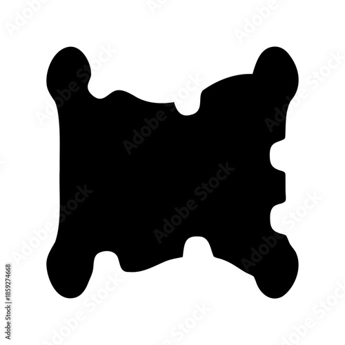 Abstract black shape with rounded corners and protruding curves against white background