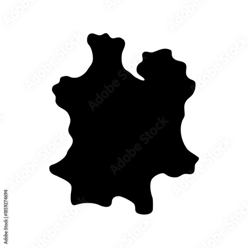 Abstract shape of a black ink blot on a white background