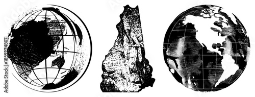 globe map silhouette rock formation