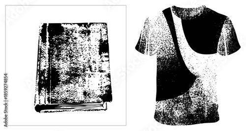 book and tshirt halftone vector