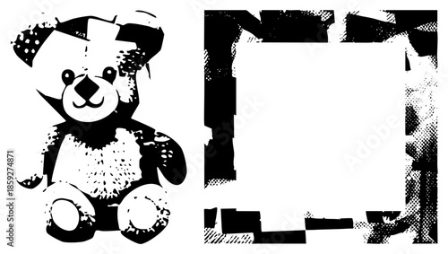 teddy bear with textured frame