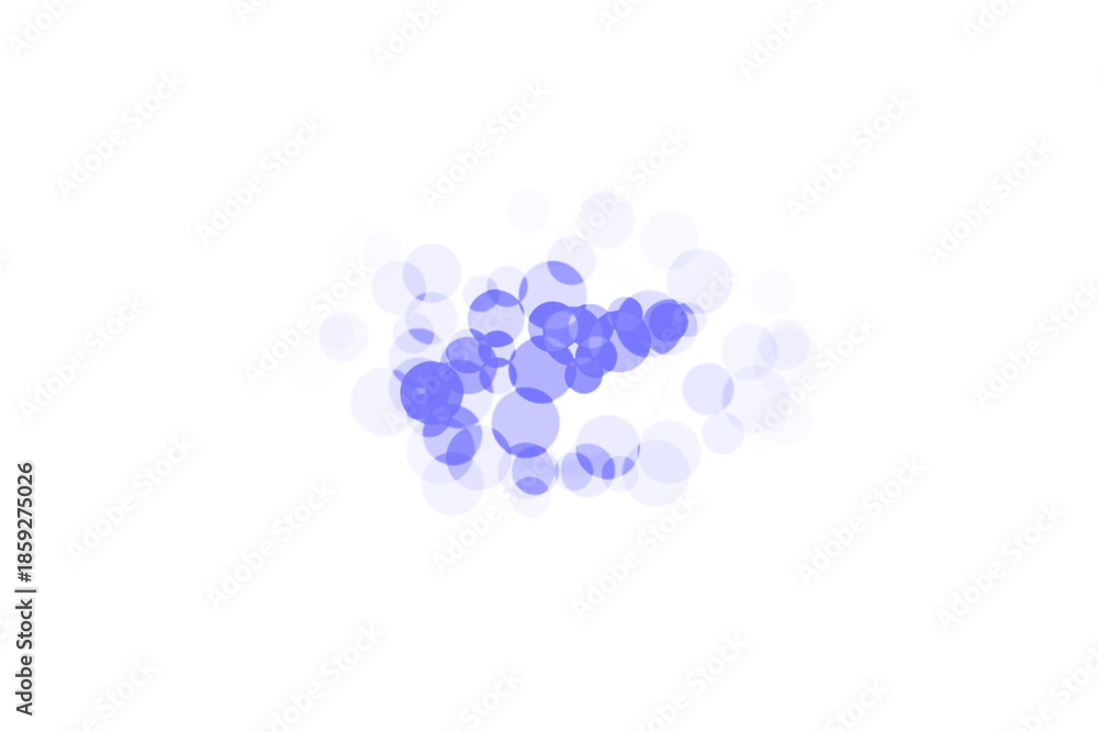 Fototapeta premium Concentrated blue bokeh light elements isolated transparent background digital abstract illustration small circular shapes blurred glow effect