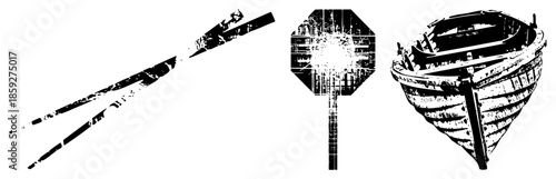 arrow stop sign boat vector set