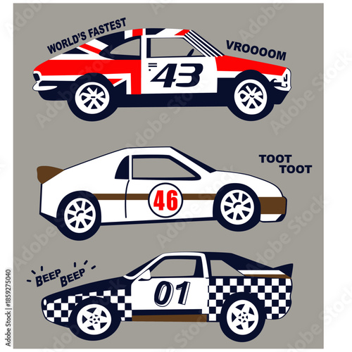 sports car illustration t shirt print 
