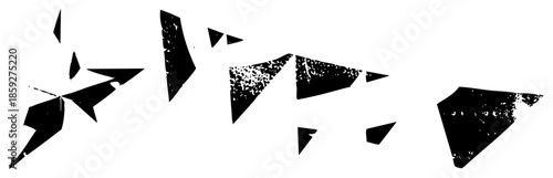 abstract shattered black fragments isolated
