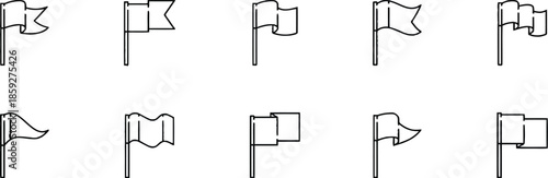 Collection of Various Flag Designs Flags Banners Markers and Emblems for Location Signification Celebration and National Representation