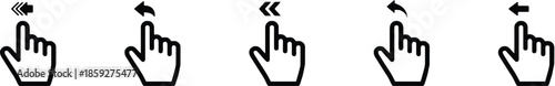 Finger Gestures Touching Screen Left Swipe Hand Cursor Arrow Icon Gestures Set With Different Swipe Directions Cursor Pointer Isolated on Transparent Background Vector
