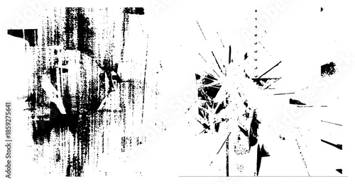 Abstract shattered glass fragments and vertical streaks