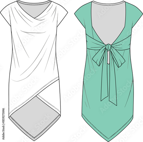 Cad drawing flat vector illustration, long sleeve bodysuit hoodie, technical fashion design, women’s activewear, clothing template, modern casual outfit