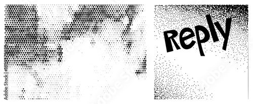 dot matrix world map and reply text