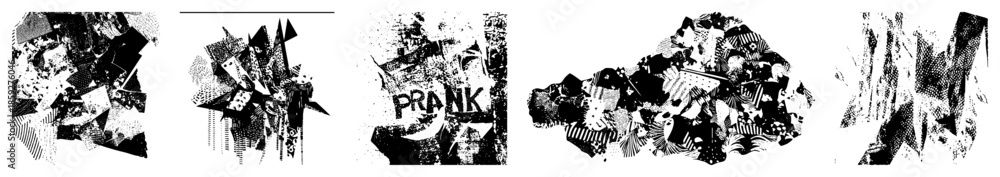 Naklejka premium abstract collage fragments black and white