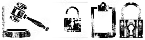 gavel lock clipboard padlock vector