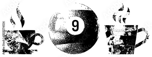 coffee cup pool ball number nine