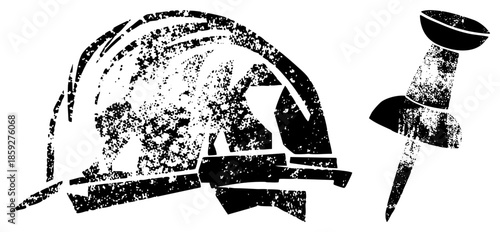 fire helmet and push pin vector