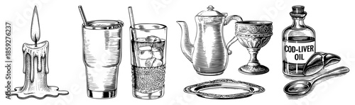 Candle drinkware coffee set cod liver oil bottle spoon