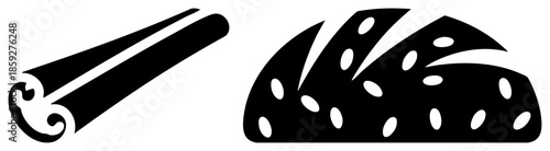 Cinnamon stick and bread loaf vector